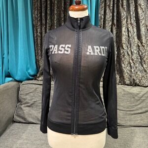 Passardi Sz 90 Golfwear Womens Black Sheer Mesh Full Zip Track Jacket P16MTJ147B